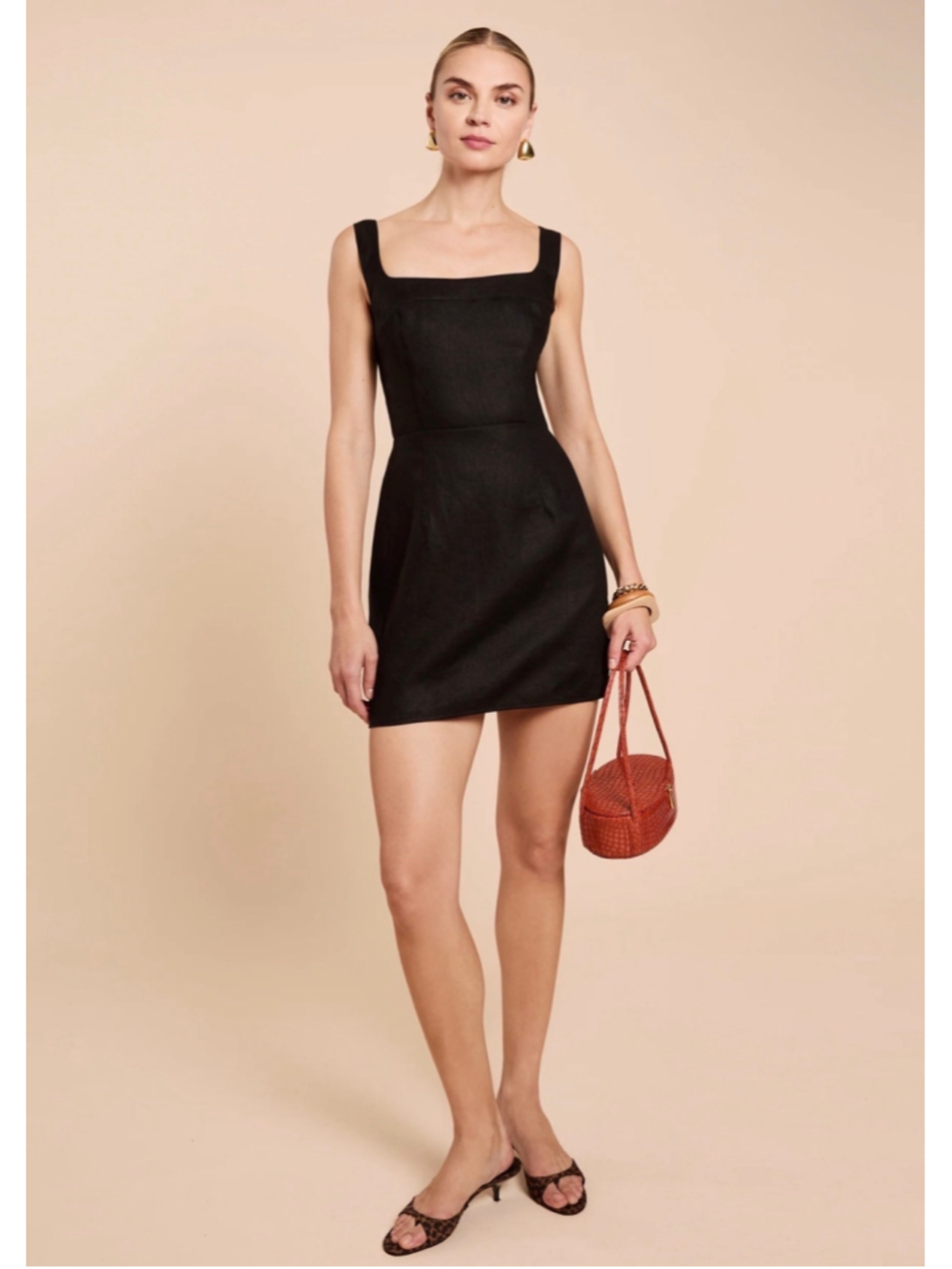 Women's Kourt Linen Black Mini Dress Size 4